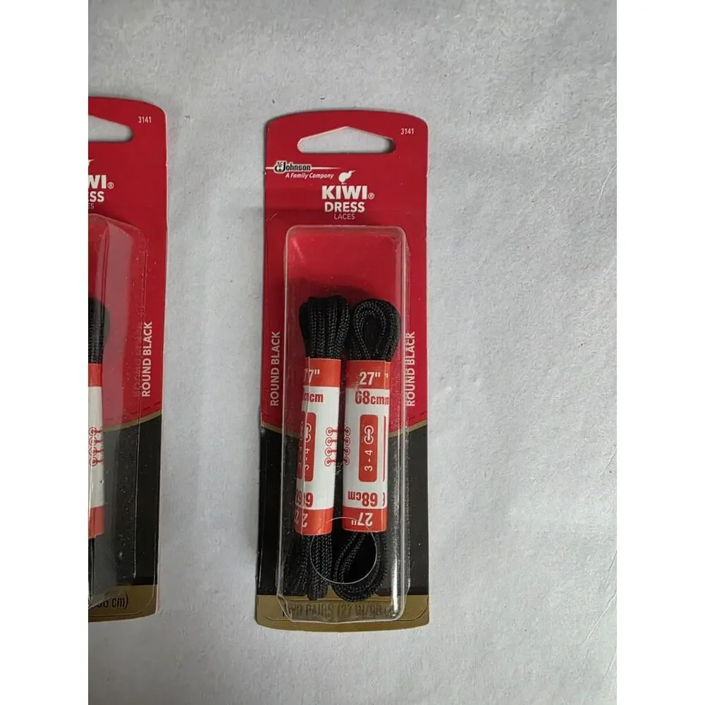 3 Pair Kiwi Dress Shoe Laces Round Black 27